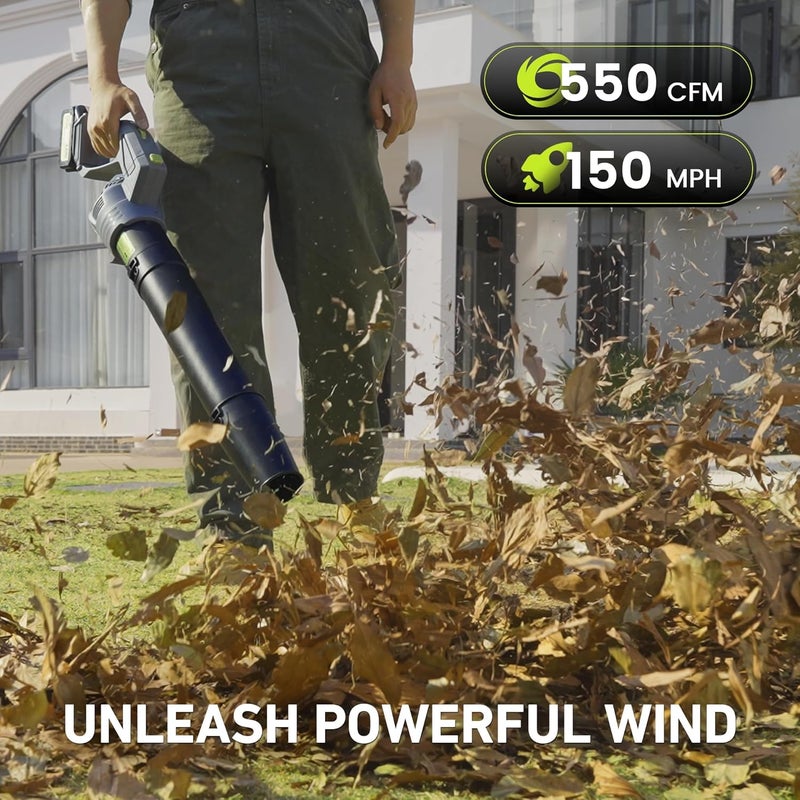 TaskStar Leaf Blower for Lawn: 550CFM Battery Electric Cordless Small Blower with Swivel Head Total 8.0 Ah Battery & Charger - Mini-Leaf for Decker Car Patio Yard - Image 3